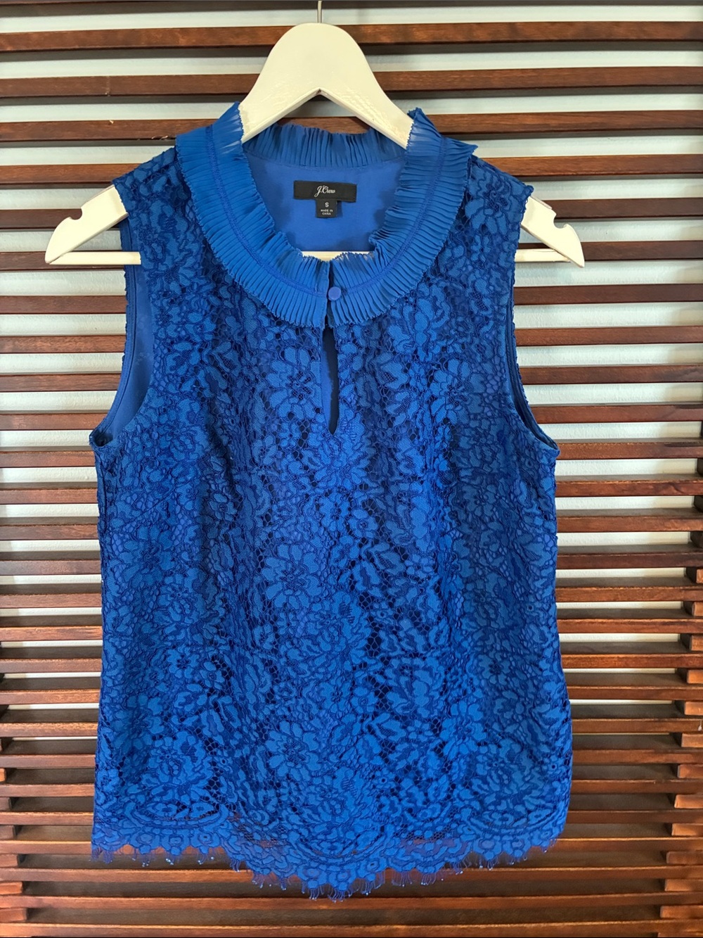 🎉NEW LISTING!🎉J. Crew Royal Blue Lace Sleeveless Top with Pleated Collar